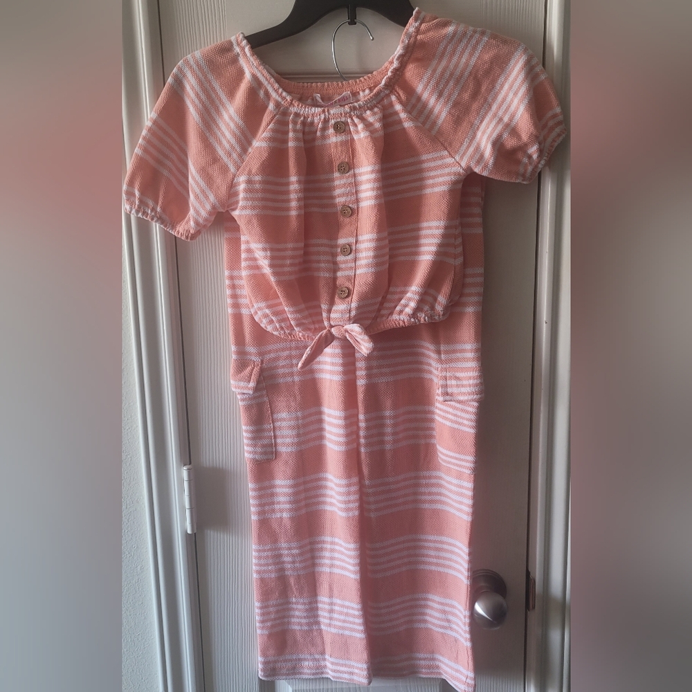 Girls Peach and White 2 Pc Pants Outfit By LEMON KISS